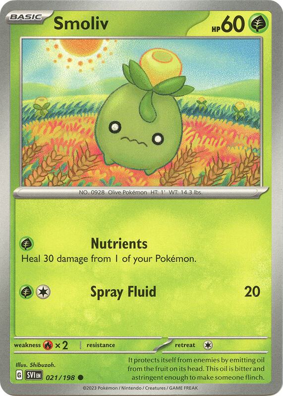 Smoliv - 021/198 - Reverse Holofoil 021/198 Scarlet & Violet | Common Pokemon Card