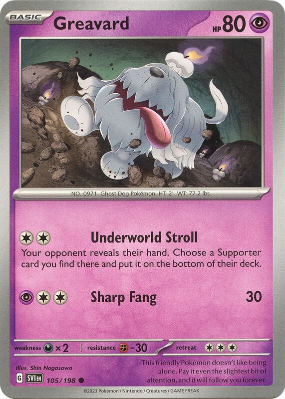 Greavard - 105/198 - Reverse Holofoil 105/198 Scarlet & Violet | Common Pokemon Card