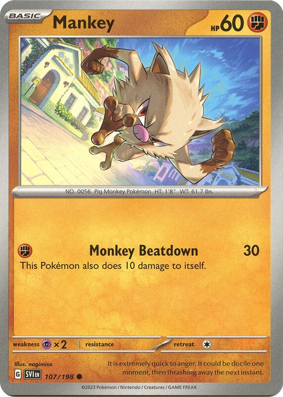 Mankey - Reverse Holofoil 107/198 Scarlet & Violet | Common Pokemon Card