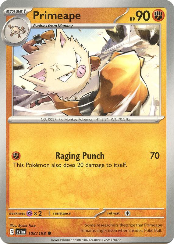 Primeape - Normal 108/198 Scarlet & Violet | Common Pokemon Card