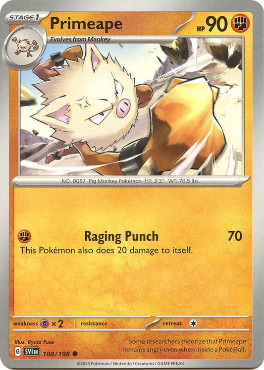 Primeape - Normal 108/198 Scarlet & Violet | Common Pokemon Card