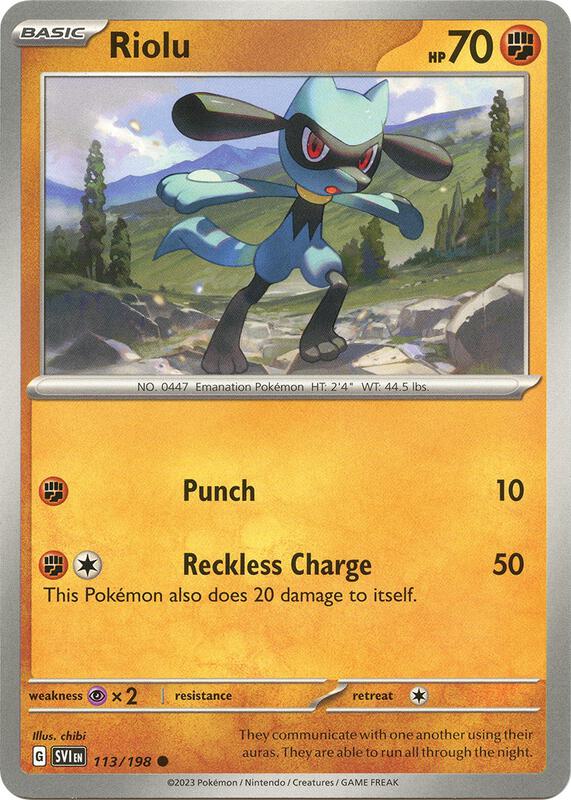 Riolu - 113/198 - Reverse Holofoil 113/198 Scarlet & Violet | Common Pokemon Card
