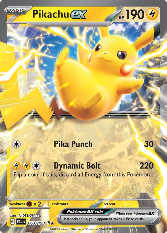 Pikachu ex - Holofoil 063/193 Paldea Evolved | Double Rare Pokemon Card