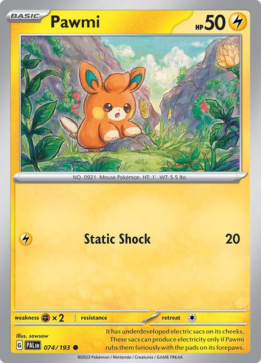 Pawmi - Reverse Holofoil 074/193 Paldea Evolved | Common Pokemon Card
