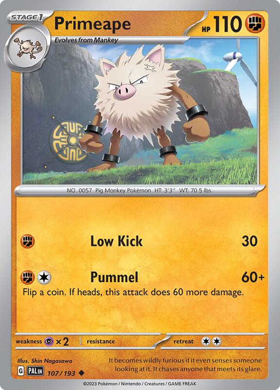 Primeape - Reverse Holofoil 107/193 Paldea Evolved | Uncommon Pokemon Card