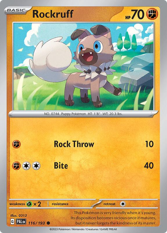 Rockruff - Reverse Holofoil 116/193 Paldea Evolved | Common Pokemon Card
