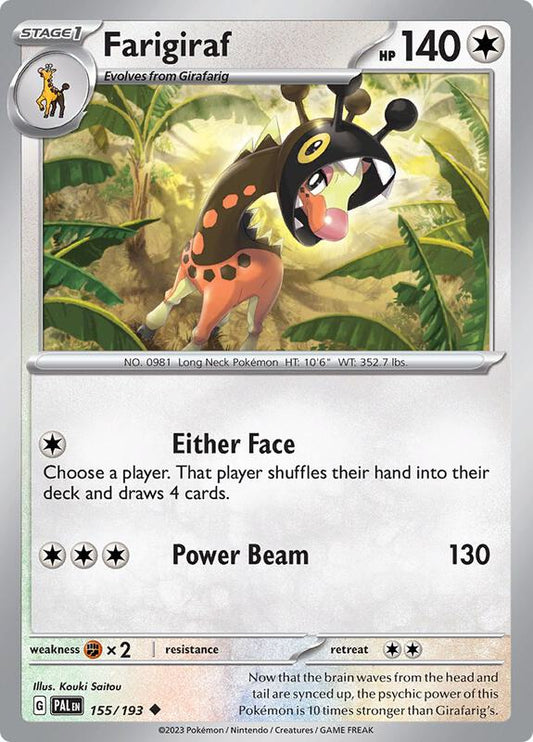 Farigiraf - Reverse Holofoil 155/193 Paldea Evolved | Uncommon Pokemon Card