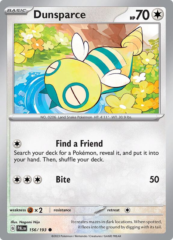 Dunsparce - Reverse Holofoil 156/193 Paldea Evolved | Common Pokemon Card