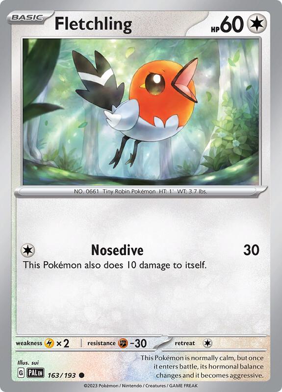 Fletchling - Reverse Holofoil 163/193 Paldea Evolved | Common Pokemon Card