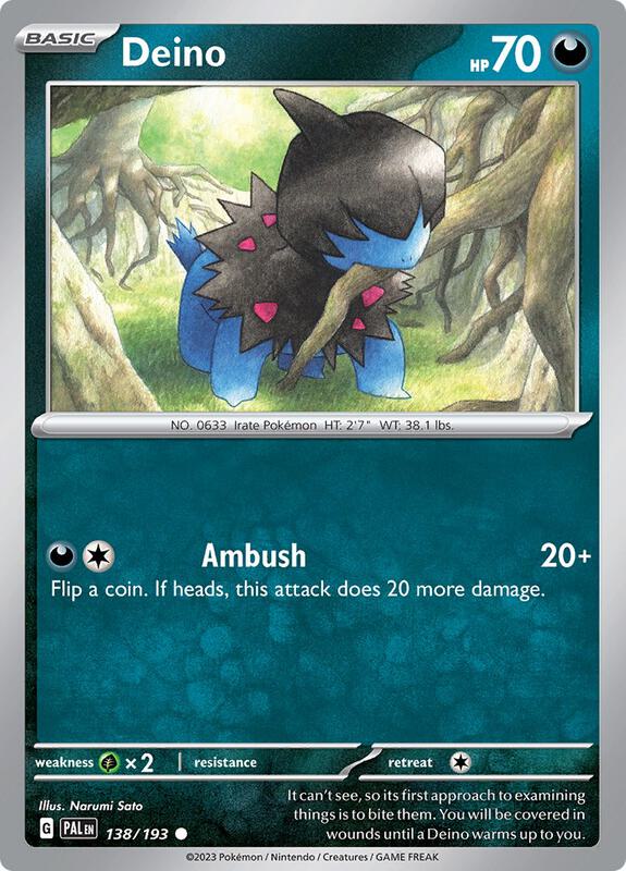 Deino - Reverse Holofoil 138/193 Paldea Evolved | Common Pokemon Card