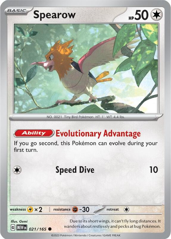 Spearow - Reverse Holofoil 021/165 Scarlet & Violet: 151 | Common Pokemon Card
