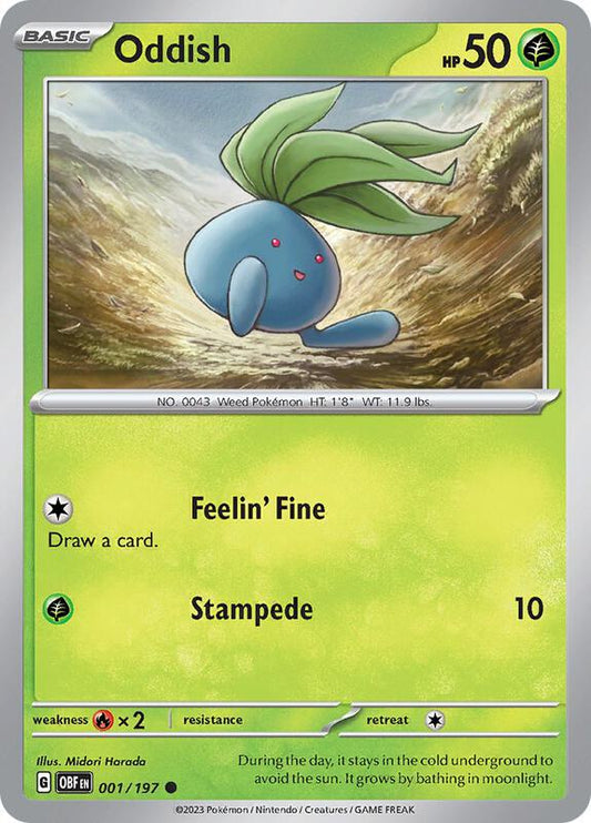 Oddish - Reverse Holofoil 001/197 Obsidian Flames | Common Pokemon Card