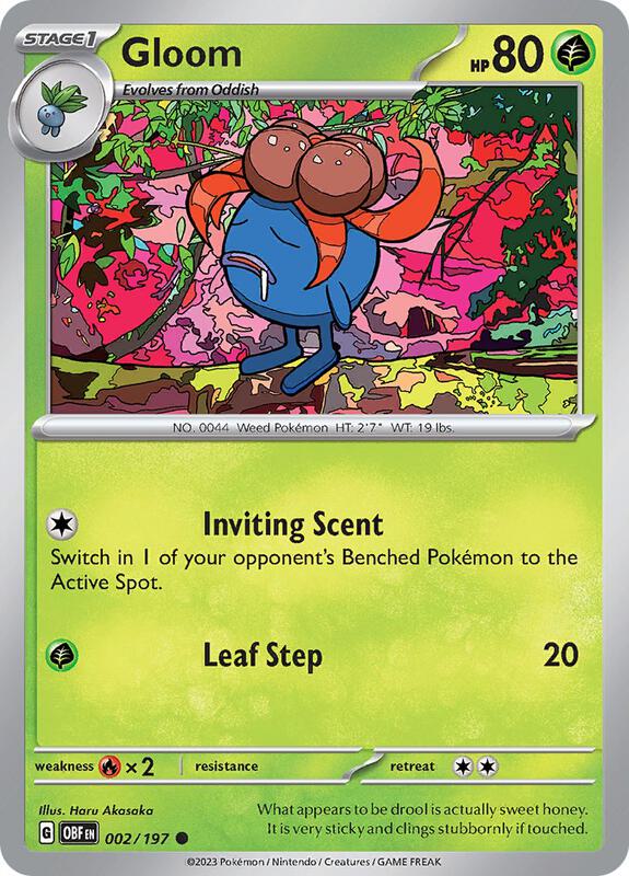 Gloom - Reverse Holofoil 002/197 Obsidian Flames | Common Pokemon Card