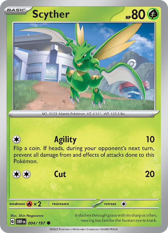 Scyther - Normal 004/197 Obsidian Flames | Common Pokemon Card