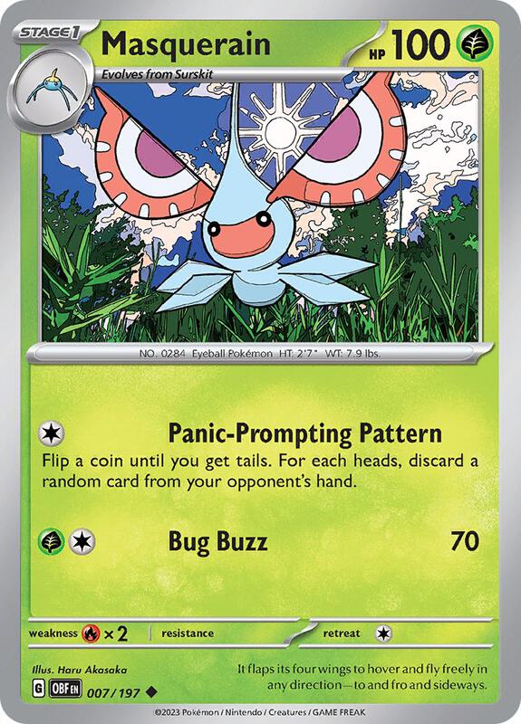 Masquerain - Reverse Holofoil 007/197 Obsidian Flames | Uncommon Pokemon Card
