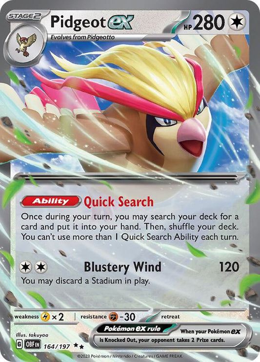 Pidgeot ex - Holofoil 164/197 Obsidian Flames | Double Rare Pokemon Card