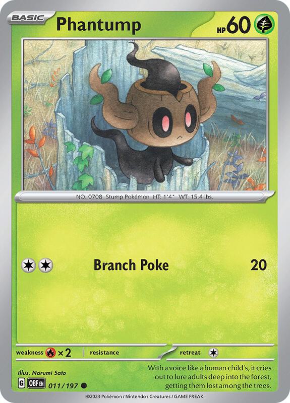 Phantump - Normal 011/197 Obsidian Flames | Common Pokemon Card