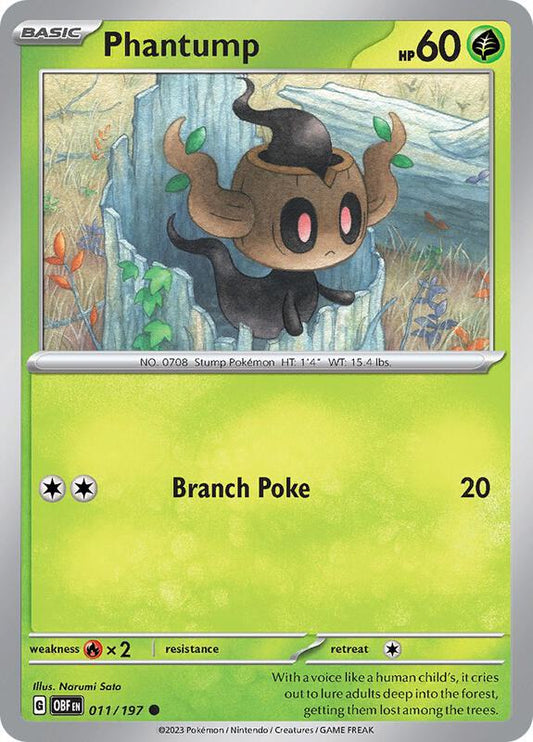 Phantump - Reverse Holofoil 011/197 Obsidian Flames | Common Pokemon Card