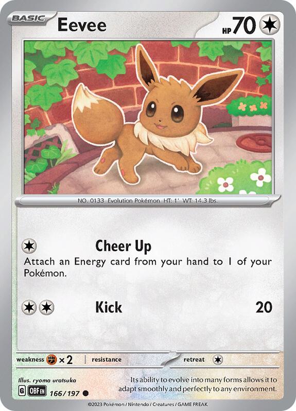 Eevee - Reverse Holofoil 166/197 Obsidian Flames | Common Pokemon Card