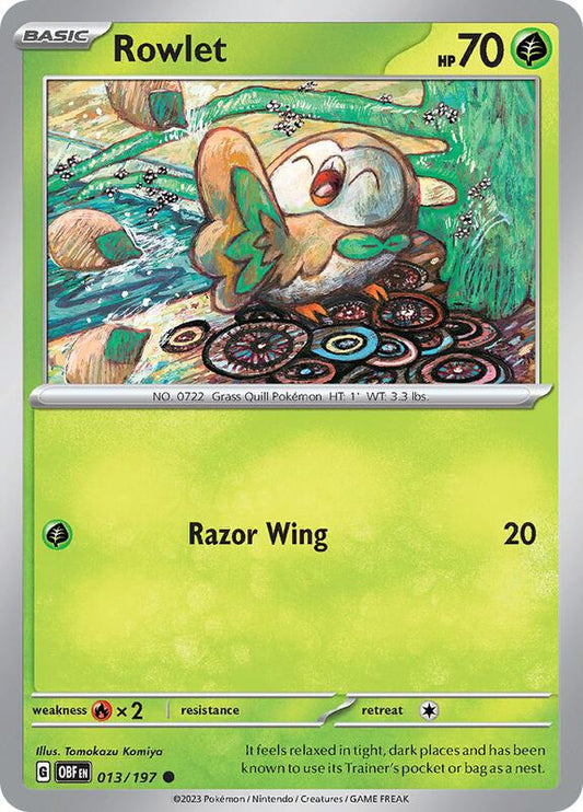 Rowlet - Normal 013/197 Obsidian Flames | Common Pokemon Card