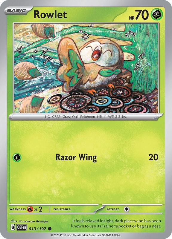Rowlet - Reverse Holofoil 013/197 Obsidian Flames | Common Pokemon Card