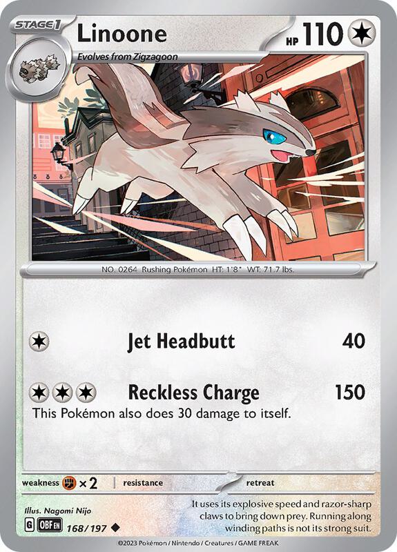 Linoone - Normal 168/197 Obsidian Flames | Uncommon Pokemon Card