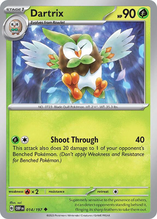 Dartrix - Reverse Holofoil 014/197 Obsidian Flames | Uncommon Pokemon Card