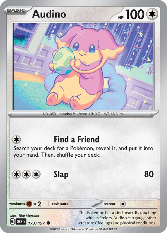Audino - Reverse Holofoil 173/197 Obsidian Flames | Common Pokemon Card
