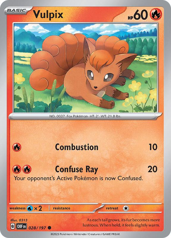 Vulpix - Reverse Holofoil 028/197 Obsidian Flames | Common Pokemon Card