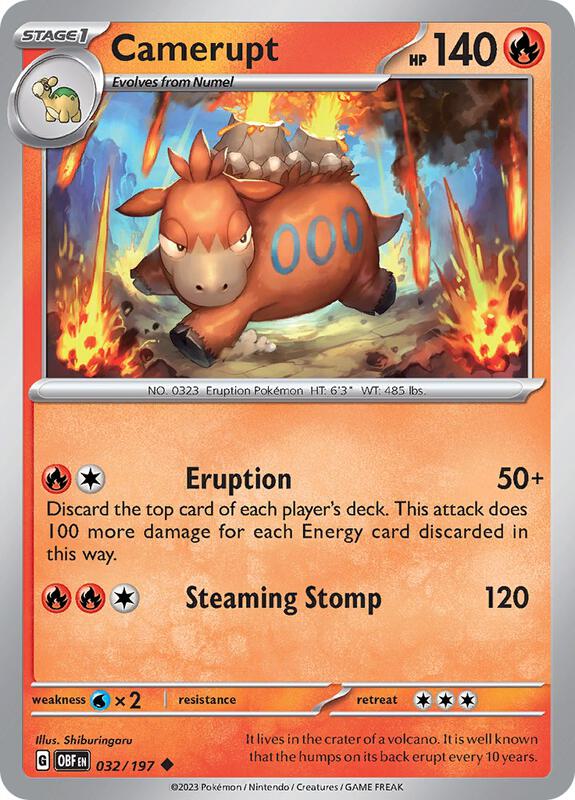 Camerupt - Reverse Holofoil 032/197 Obsidian Flames | Uncommon Pokemon Card