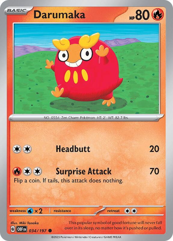 Darumaka - Normal 034/197 Obsidian Flames | Common Pokemon Card