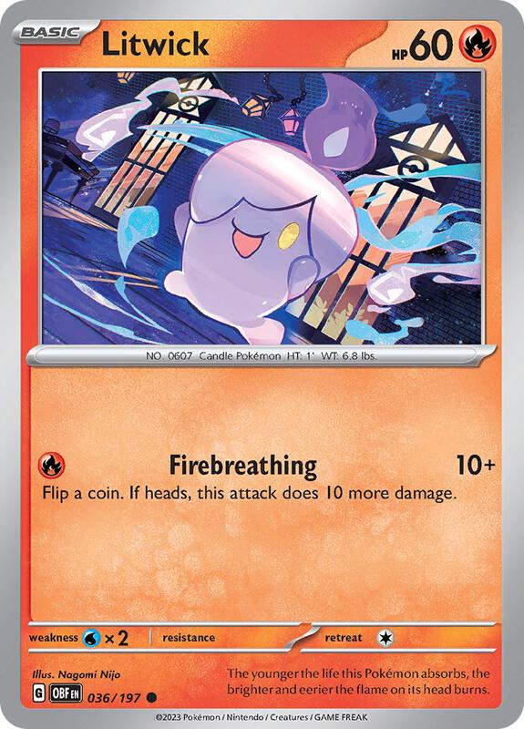 Litwick - Reverse Holofoil 036/197 Obsidian Flames | Common Pokemon Card