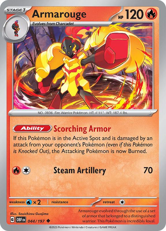 Armarouge - Reverse Holofoil 044/197 Obsidian Flames | Uncommon Pokemon Card