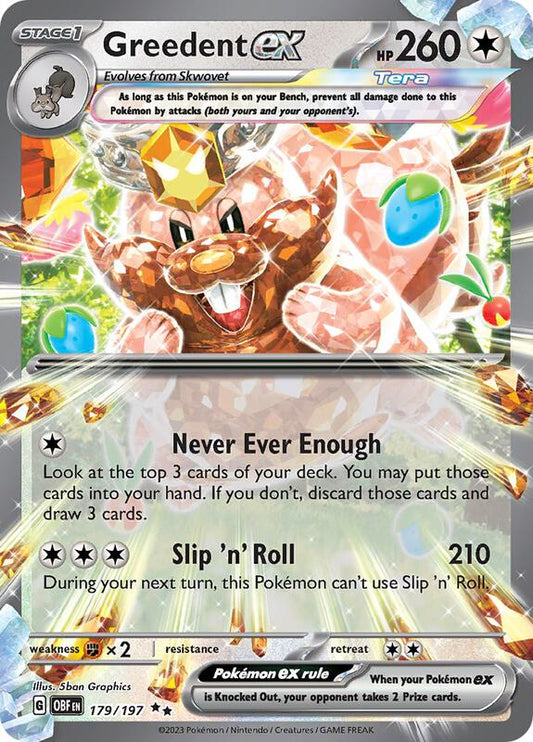 Greedent ex - Holofoil 179/197 Obsidian Flames | Double Rare Pokemon Card