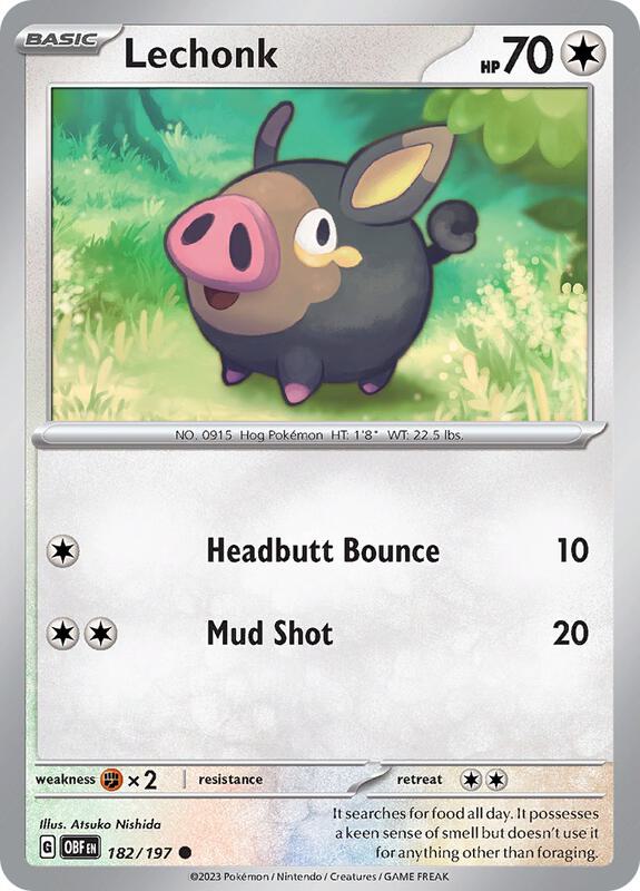 Lechonk - 182/197 - Normal 182/197 Obsidian Flames | Common Pokemon Card