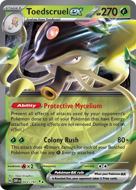 Toedscruel ex - Holofoil 022/197 Obsidian Flames | Double Rare Pokemon Card