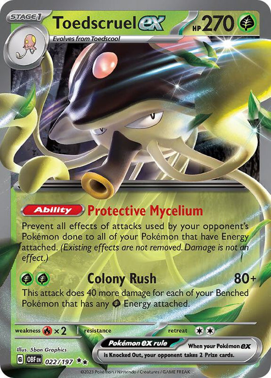 Toedscruel ex - Holofoil 022/197 Obsidian Flames | Double Rare Pokemon Card