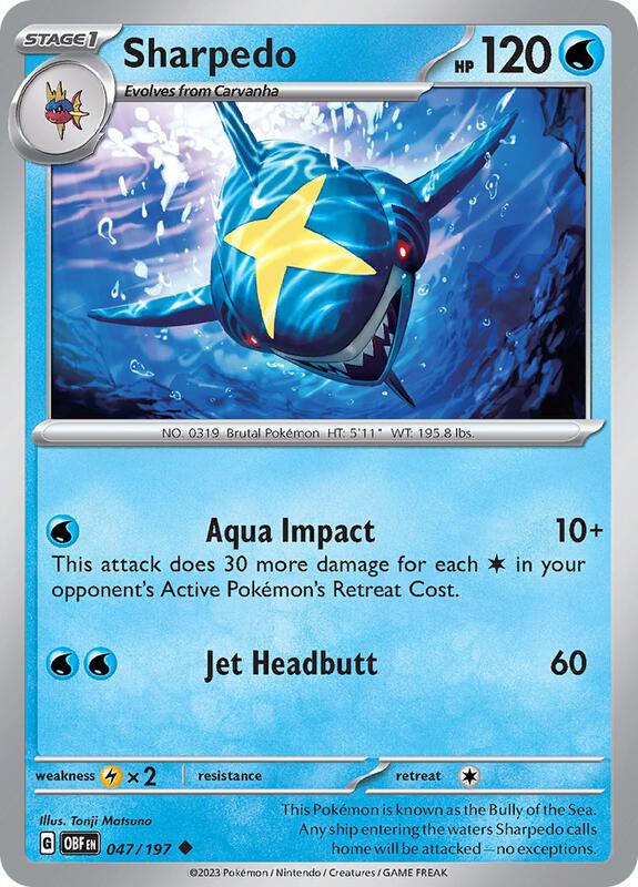Sharpedo - Normal 047/197 Obsidian Flames | Uncommon Pokemon Card