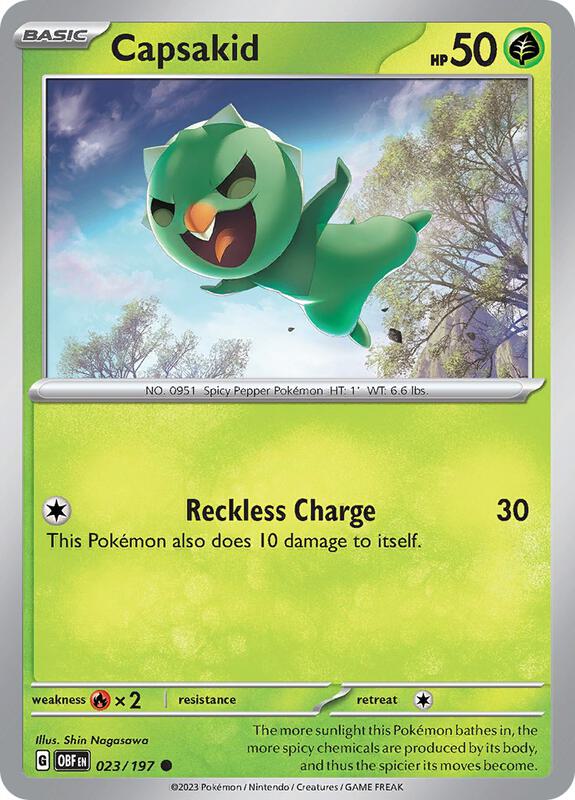 Capsakid - 023/197 - Reverse Holofoil 023/197 Obsidian Flames | Common Pokemon Card