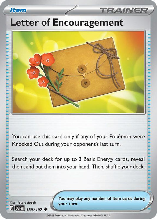 Letter of Encouragement - Reverse Holofoil 189/197 Obsidian Flames | Uncommon Trainer Card