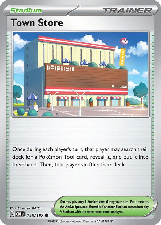 Town Store - Reverse Holofoil 196/197 Obsidian Flames | Common Trainer Card