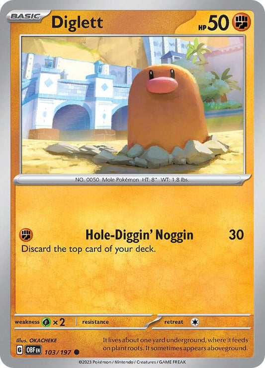 Diglett - Reverse Holofoil 103/197 Obsidian Flames | Common Pokemon Card