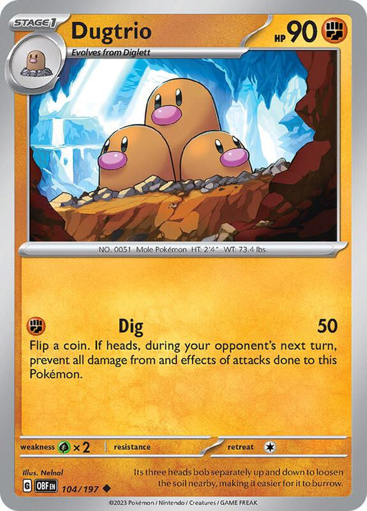 Dugtrio - Normal 104/197 Obsidian Flames | Uncommon Pokemon Card