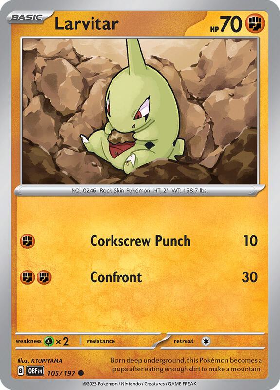 Larvitar - Normal 105/197 Obsidian Flames | Common Pokemon Card