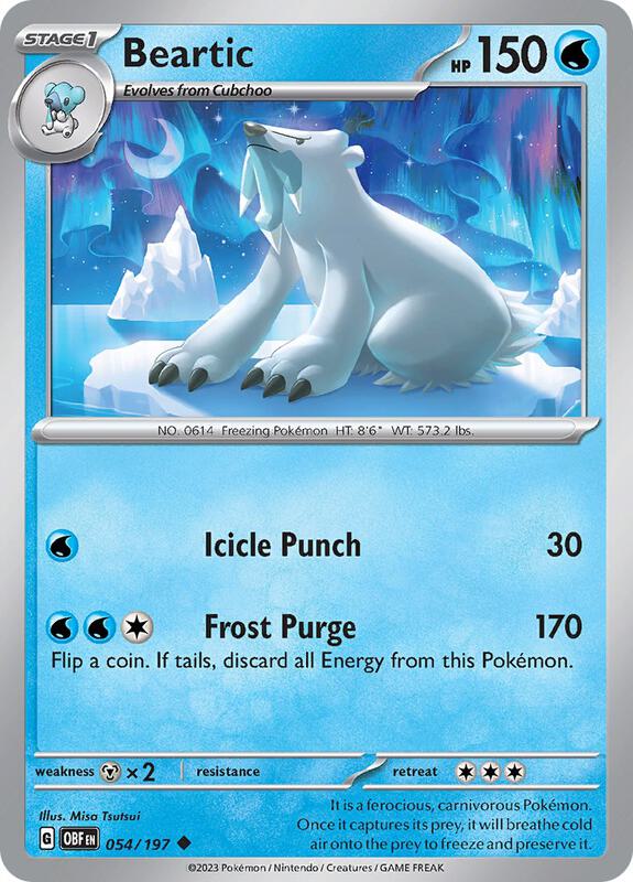 Beartic - Reverse Holofoil 054/197 Obsidian Flames | Uncommon Pokemon Card