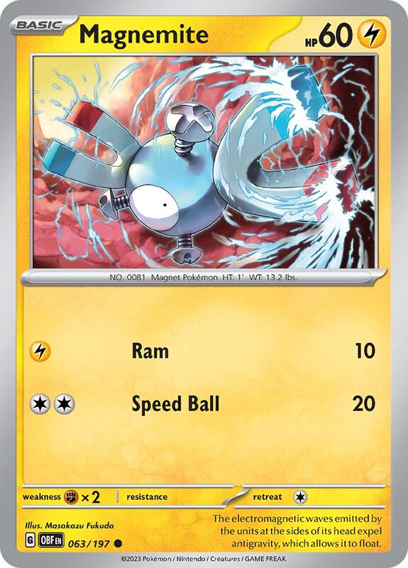 Magnemite - Normal 063/197 Obsidian Flames | Common Pokemon Card