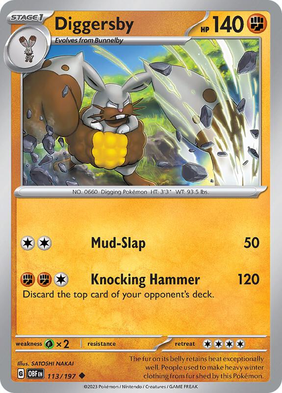 Diggersby - Reverse Holofoil 113/197 Obsidian Flames | Uncommon Pokemon Card