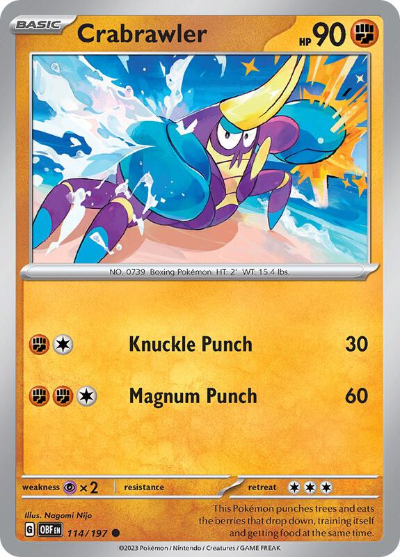 Crabrawler - Normal 114/197 Obsidian Flames | Common Pokemon Card