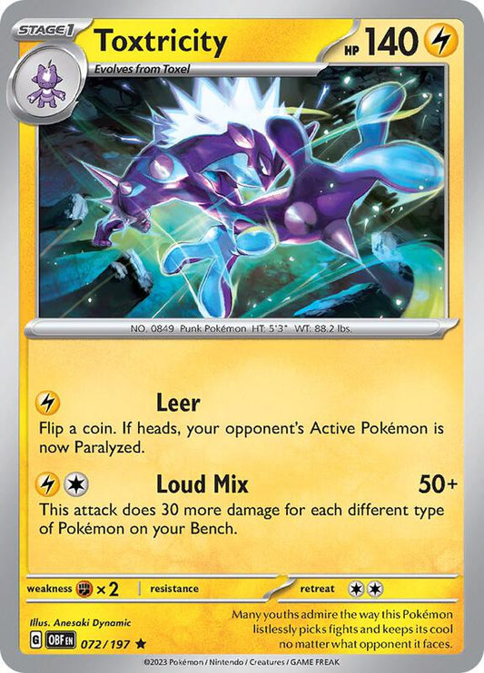 Toxtricity - Holofoil 072/197 Obsidian Flames | Rare Pokemon Card