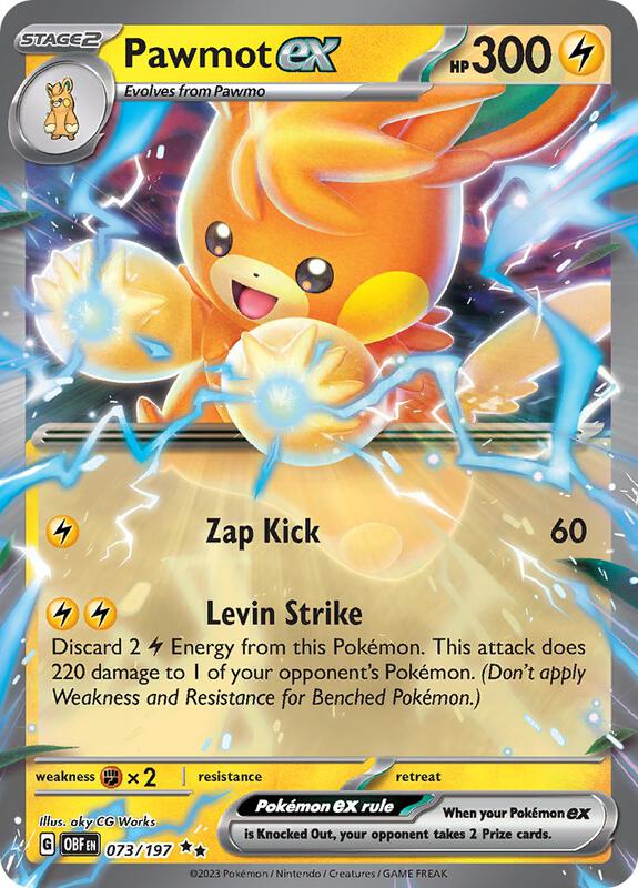 Pawmot ex - Holofoil 073/197 Obsidian Flames | Double Rare Pokemon Card